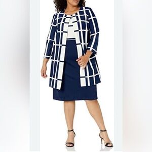 Danny and Nicole Navy and White Dress and Coat Set